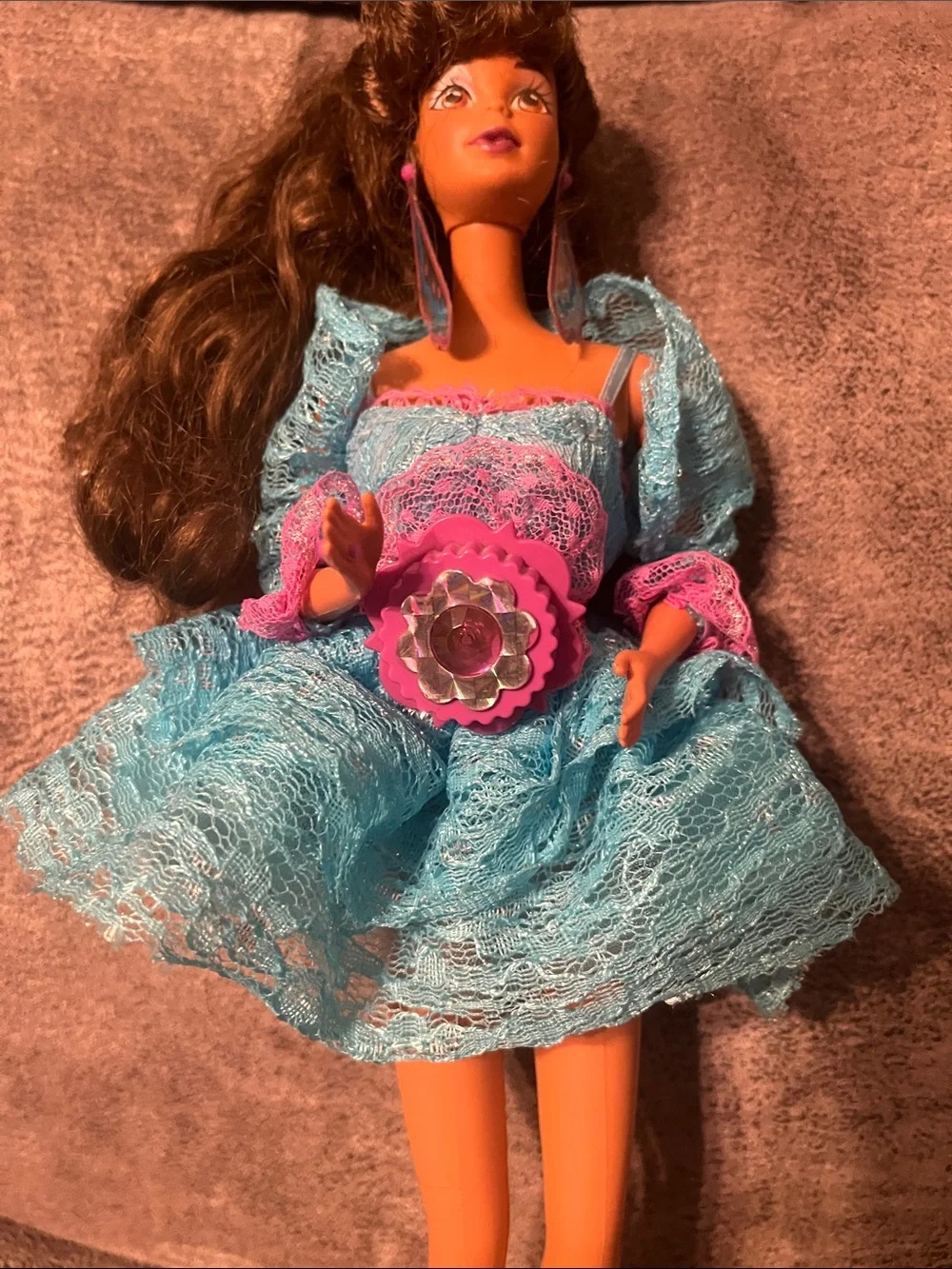 Vintage 1990 Mattel Lights and Lace Teresa Barbie Doll #9727- Rare Steffie Face
